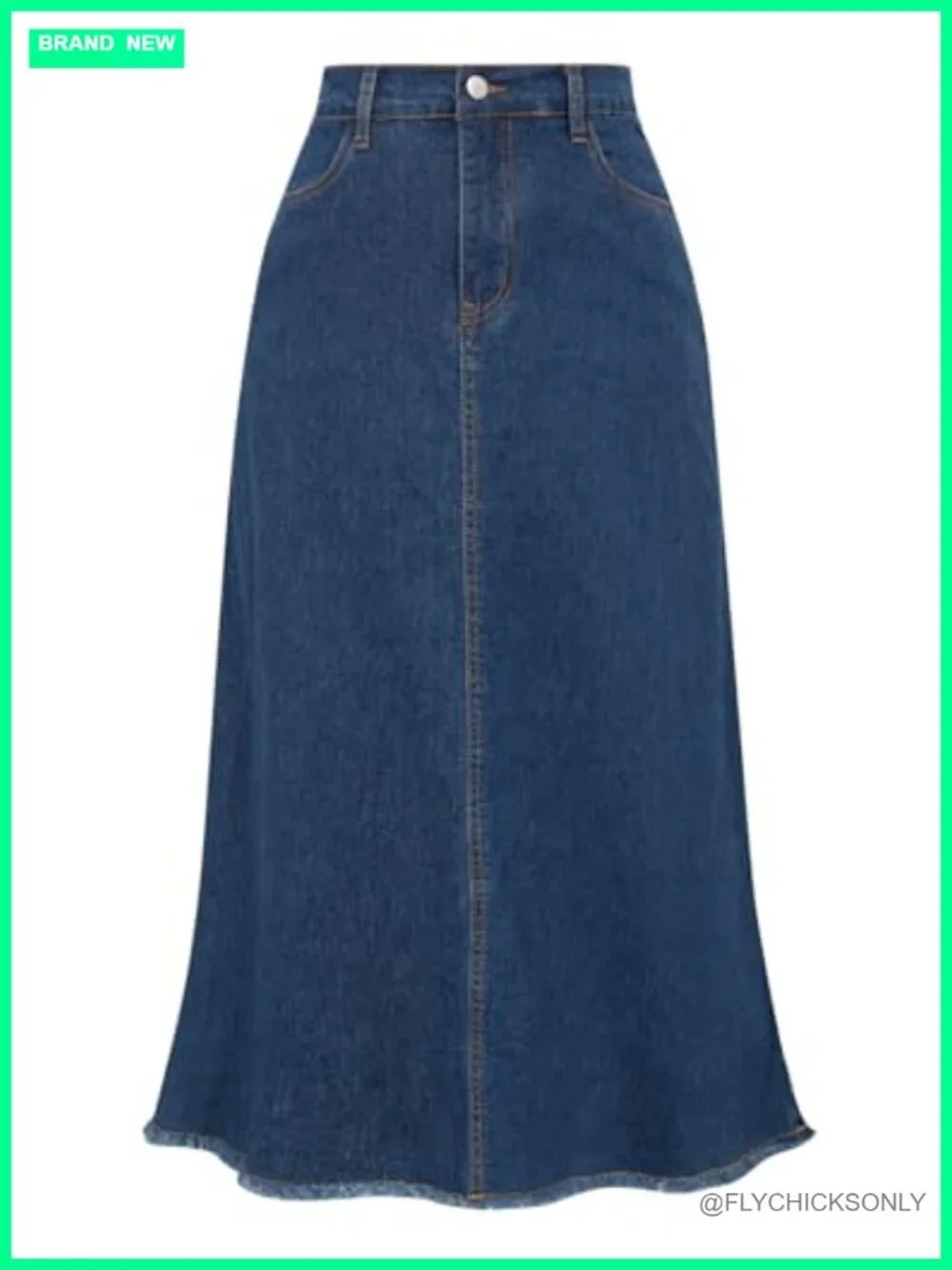 Vintage Denim Skirts Women High Waist Frayed Raw Hem A-Line Maxi Long Jean